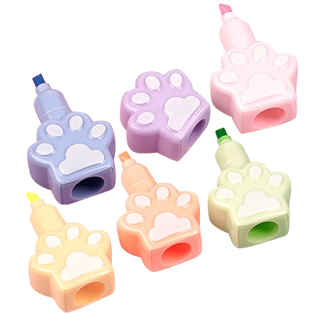 

Creative Cartoon Cute Cat Claw Highlighter Wholesale Children's Account Pen Color Marker Pens Plastic Note Marking Small