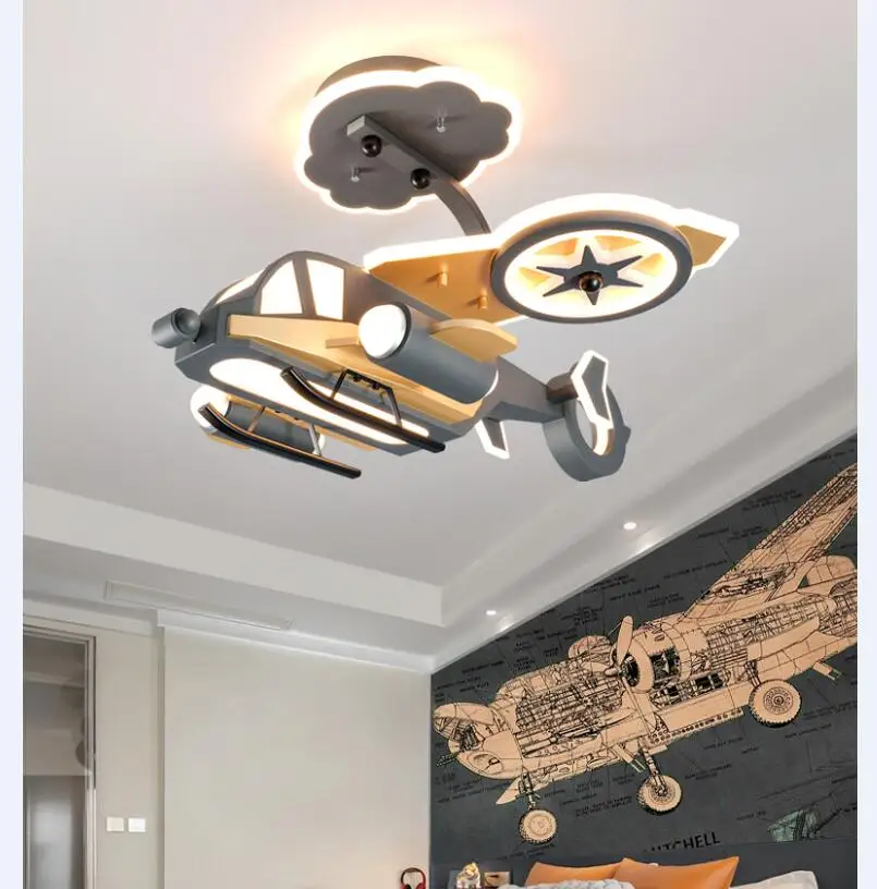 Modern Children's Room Ceiling Lamp LED Airplane Cartoon L50cm W54cm Bedroom Personality Ceiling Lamp AC90~240V Home Decoration