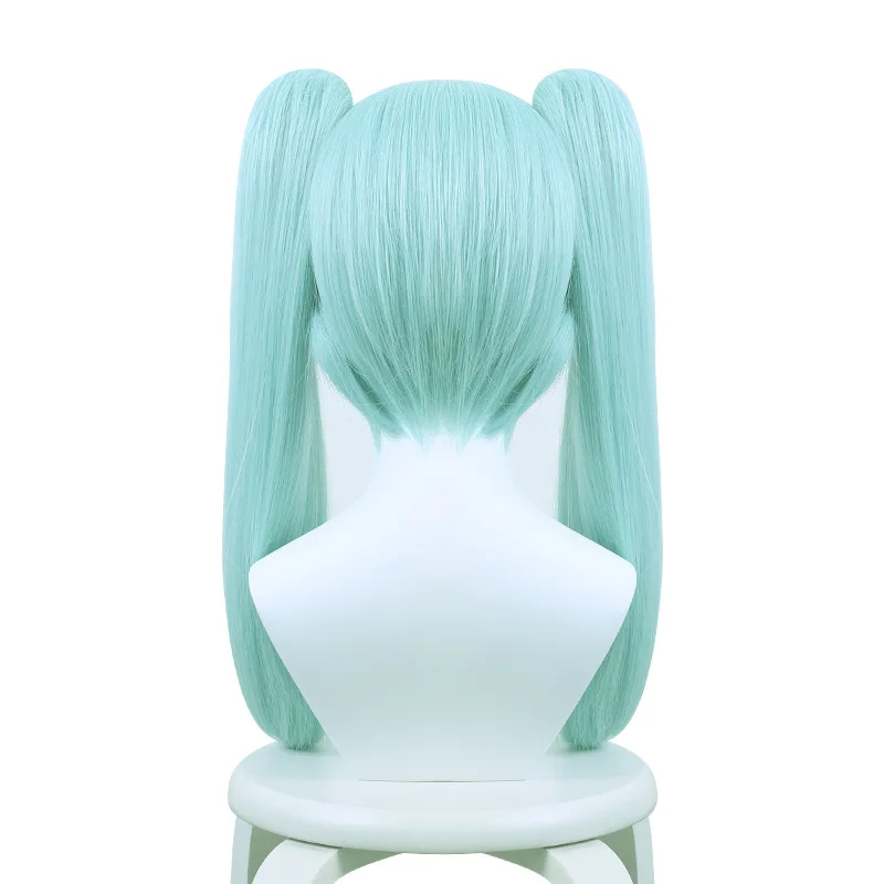 Anime Twin Tail Pruik - Turkoois verdikte paardenstaarten en afneembare clips |   Hittebestendige vezel voor cosplay