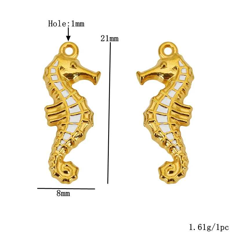 3pcs/lot Stainless Steel Enamel Ocean Series Seahorse Charm Pendants for Necklace Bracelet Earrings Diy Jewelry Supplies image 4