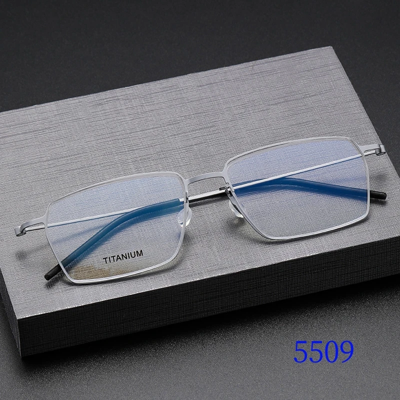 5509 No Screw Rectangle Denmark Men's Eyeglasses Frame Super Light Titanium Optical Business Prescription Male Eyeglasses Frame