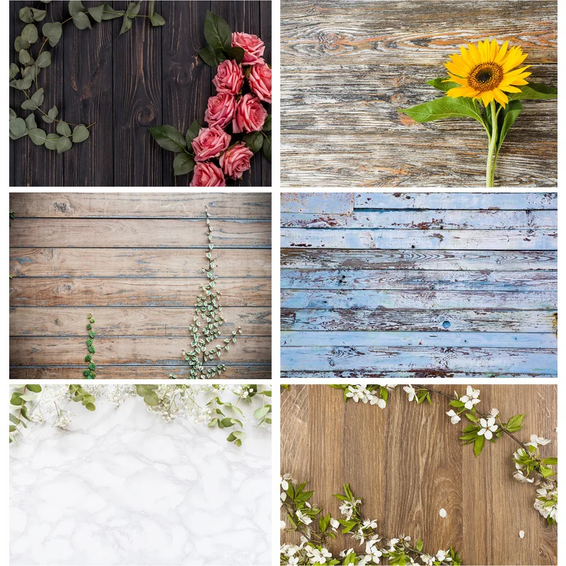 

SHENGYONGBAO Art Fabric Photography Backdrops Props Flower Wooden floor Photo Studio Background ZLDT-16