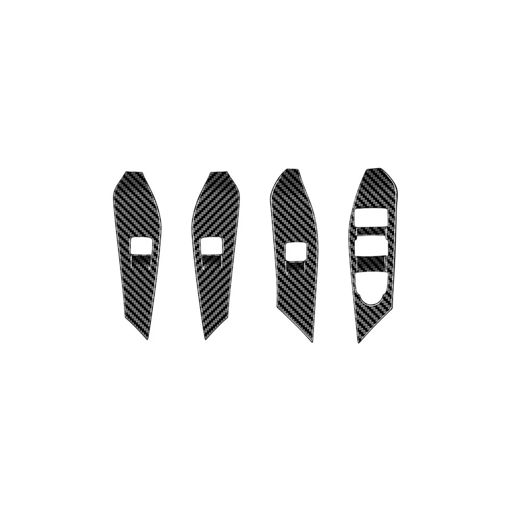 Adhesivos Decorativos para el Control del Elevador de Ventanas para Chevrolet Equino 2025 LHD, Fibra de Carbono Negra, Material ABS, Juego de 4