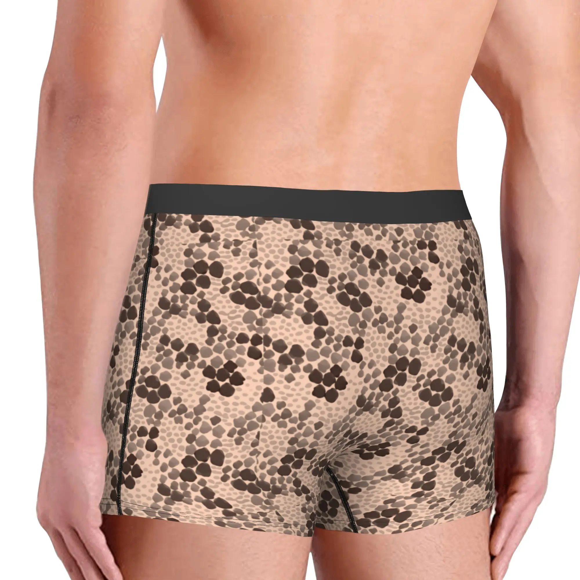 Cool Snake Skin Specled Mosaic Cluster  Boxers Shorts Panties Men's Underpants Stretch Light Orange  Briefs Underwear