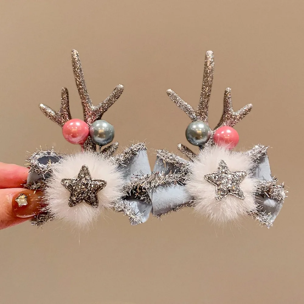 

Merry Christmas Decor Christmas Elk Hairpin Bowknot Santa Claus Children Deer Antler Hair Clip Snowflake Korean Hair Accessories