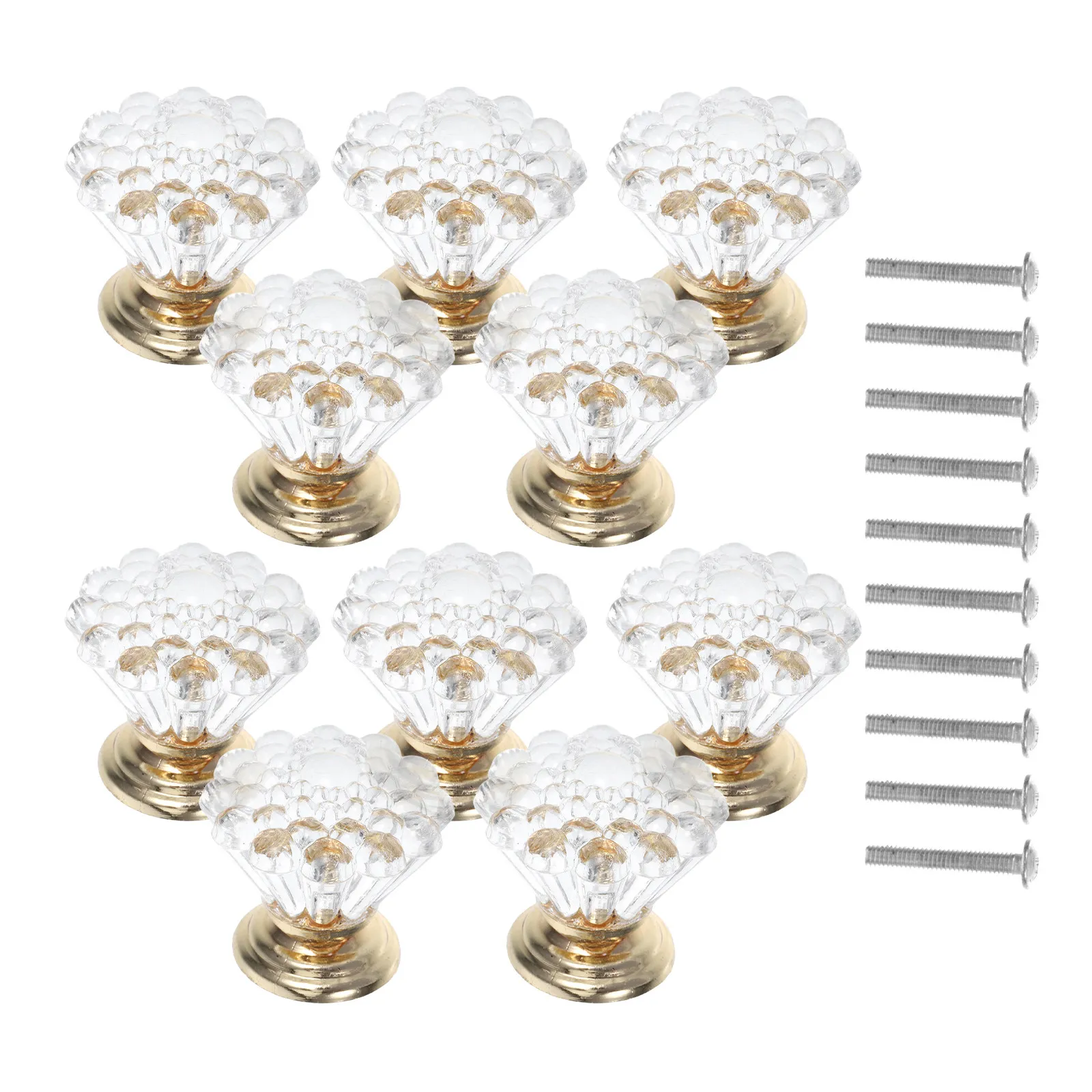 10Pcs Crystal Acrylic Drawer Handles Clear Glass Cabinet Pulls for Dressers Drawers Cabinets Furniture Easy Install Minimalist