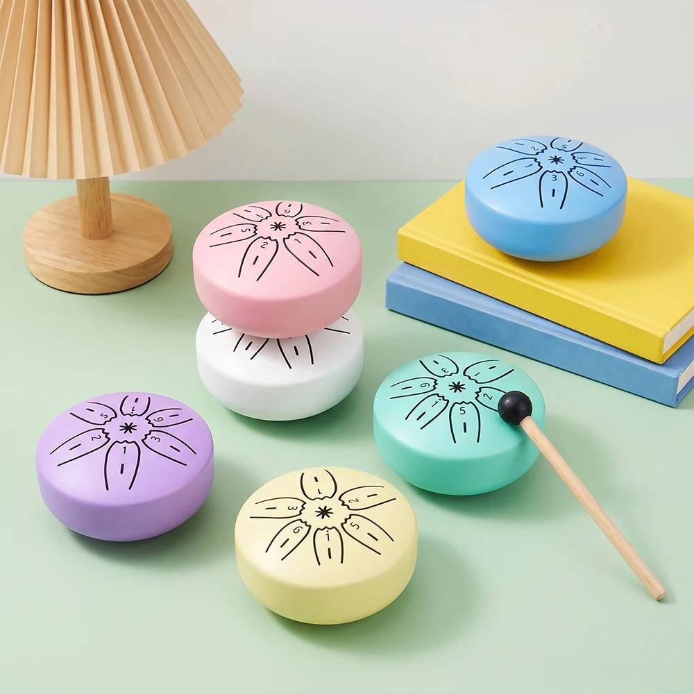 Tambor de Chuva Colorido de 3 Polegadas e 6 Notas para Instrumento Externo, Mini Handpan Drum, Tambor de Língua de Aço para Yoga, Meditação, Presente