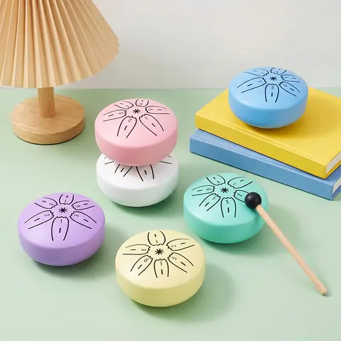 3 Inches 6 Notes Colorful Rain Drum for Outside Instrument Mini Handpan Drum Steel Tongue Drum for Yoga Meditation  Gift