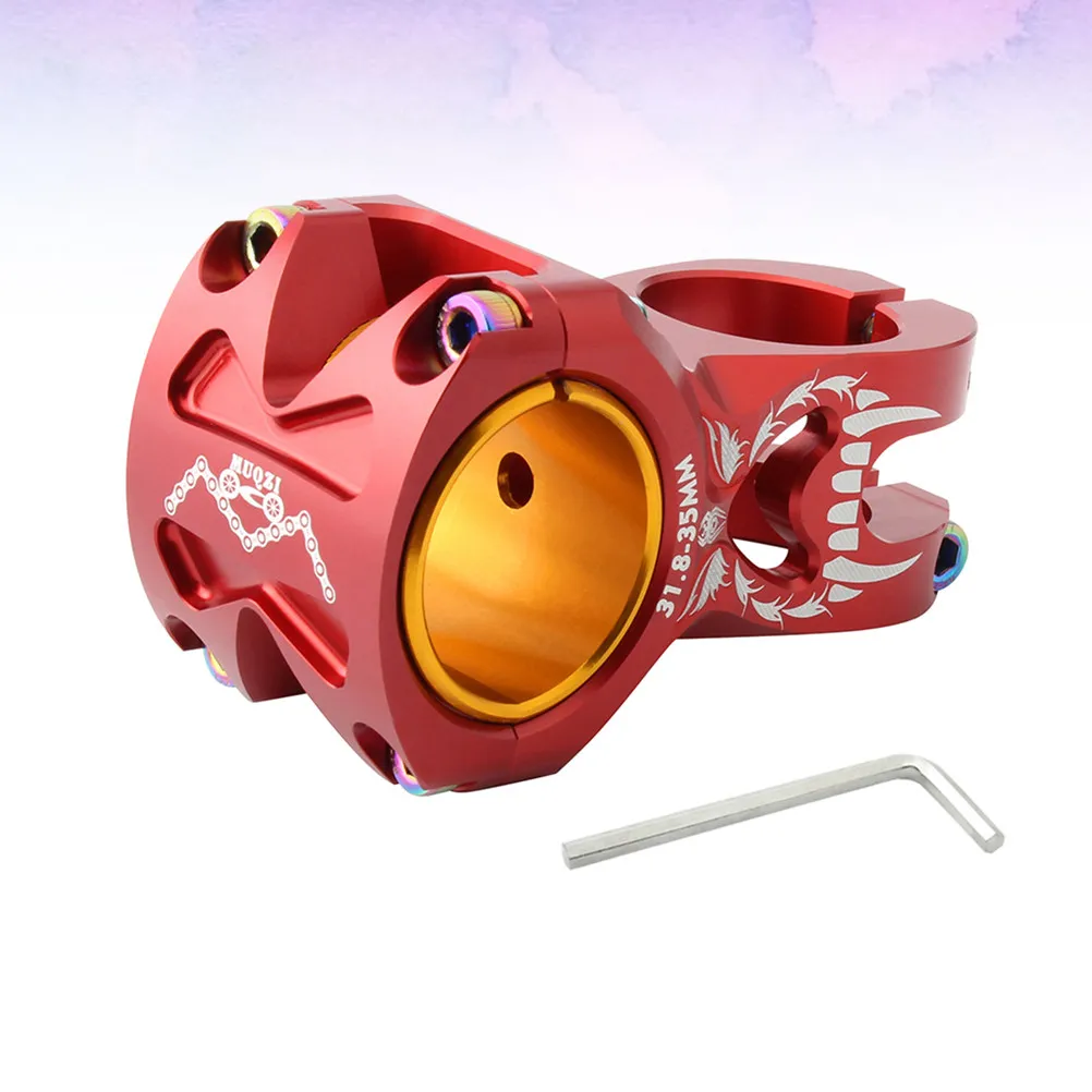 

Short Bike Stem Red Lightweight Aluminum Alloy Hollow Design Electroplated Handlebar Riser For 25.4Mm Mountain