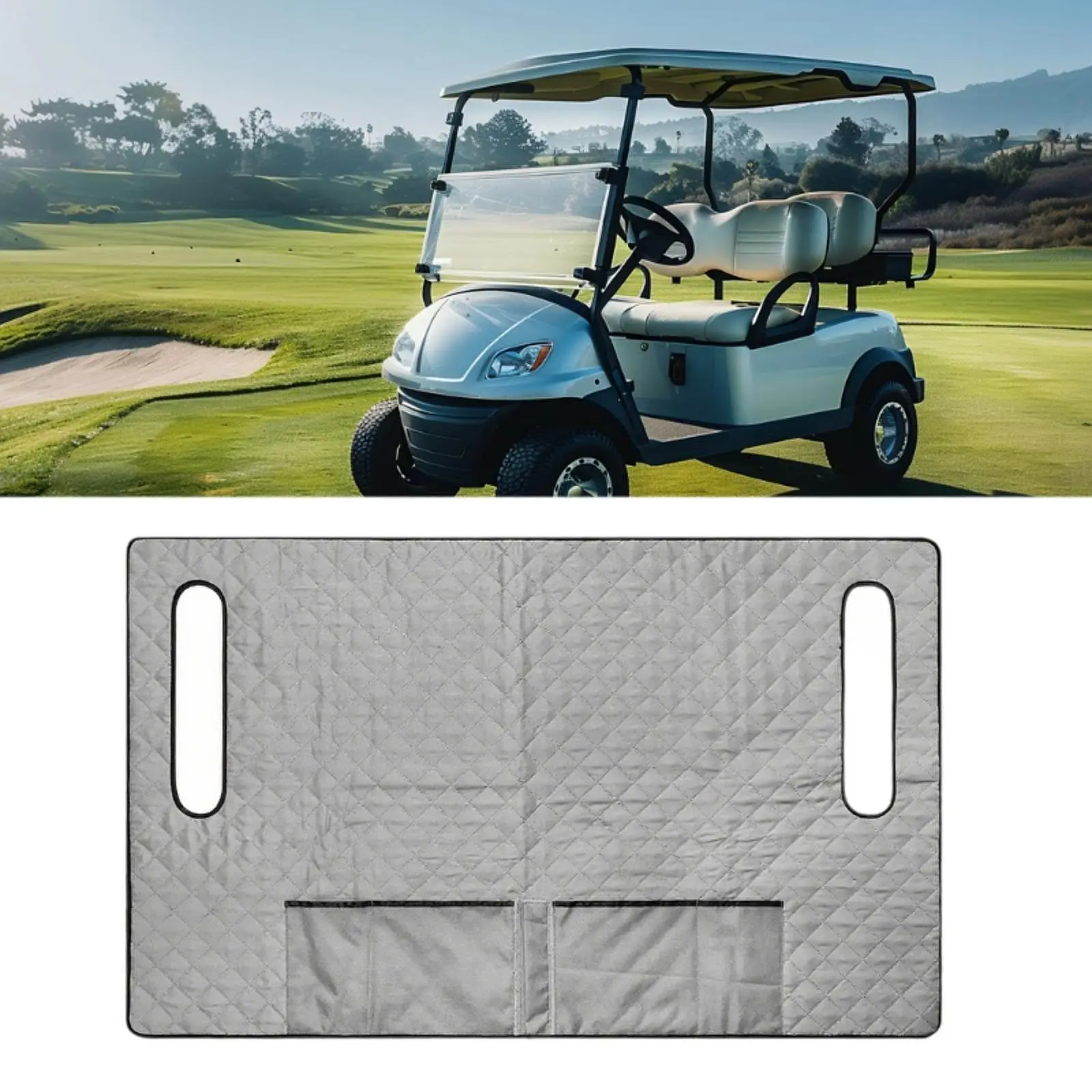 

Golf Cart Seat Cover with Organizer Pockets Comfortable Durable Blanket for Most 2 Seater Club Cars for Winter Travel