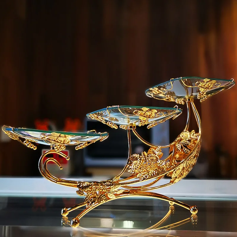 Fruit platter, living room, creative home, tea table, exquisite arrangement, gold glass, European style fruit platter
