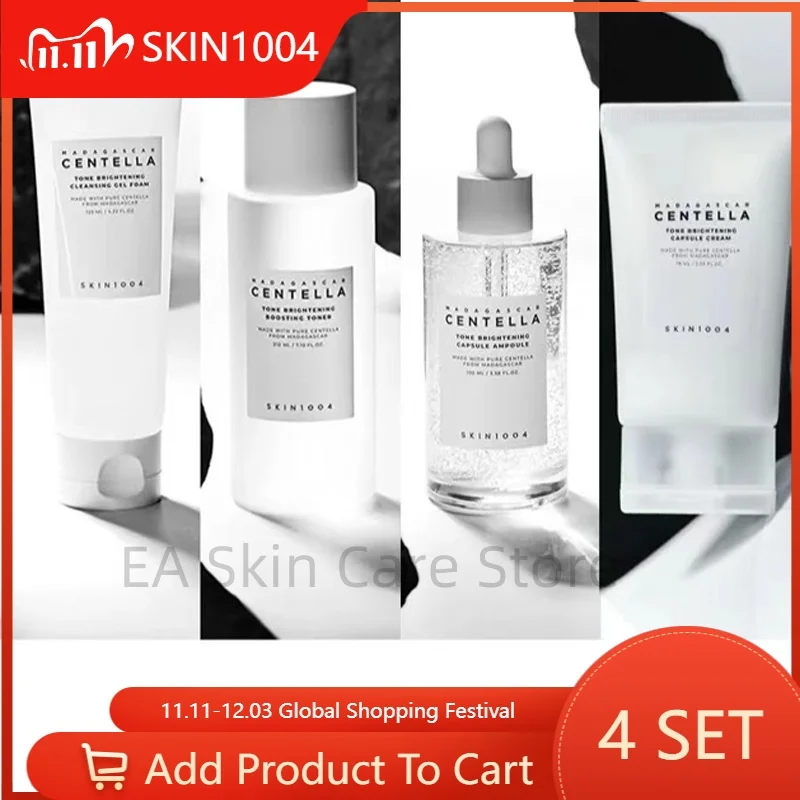 SKIN1004 Madagascar Centella Skincare Asiatica Whitening Cream Serum Cleansing Gel Foam Toner 4Pcs/Set Korean Skin Care Essence