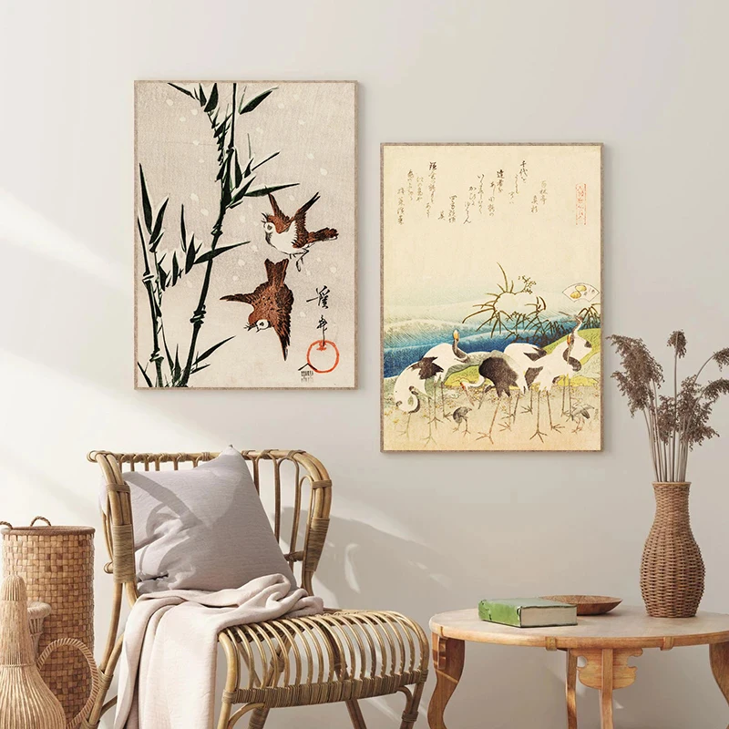 Chinese Vintage Ginkgo Flower Bird Plant Poster Art Canvas Landscape Wall Painting Prints Picture for Living Room Home Decor - Detail 1