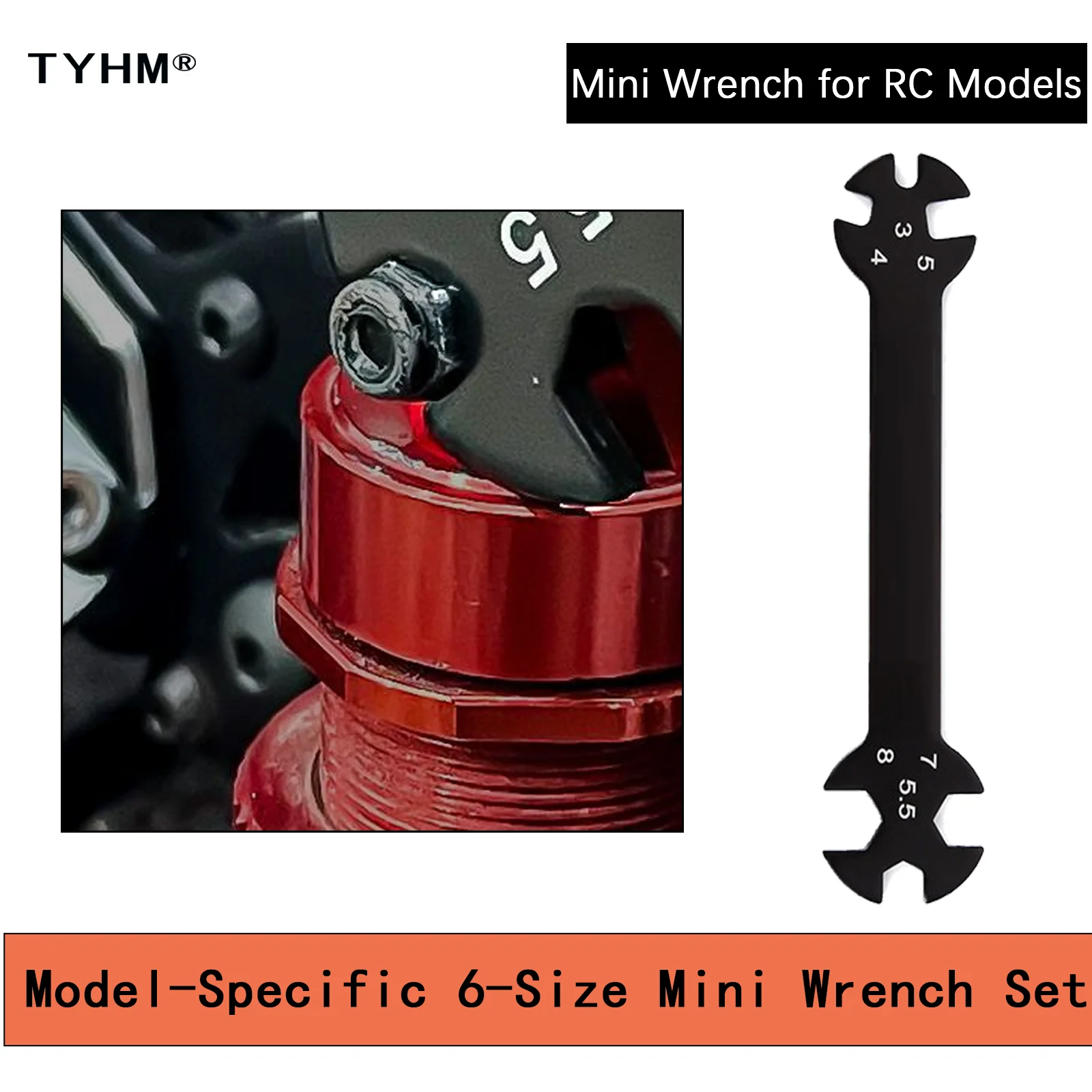 مفتاح ربط نموذجي 6 في 1 يمكن التحكم فيه عن بعد، يتضمن 3 مم/4 مم/5 مم/5.5 مم/7 مم/8 مم لإزالة وصواميل سداسية #2