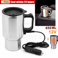450ml Electric In-car Travel Heating Cup Stainless Steel Car Heated Mug 12V Heated Thermos Mug for Hot Water Tea Coffee Making