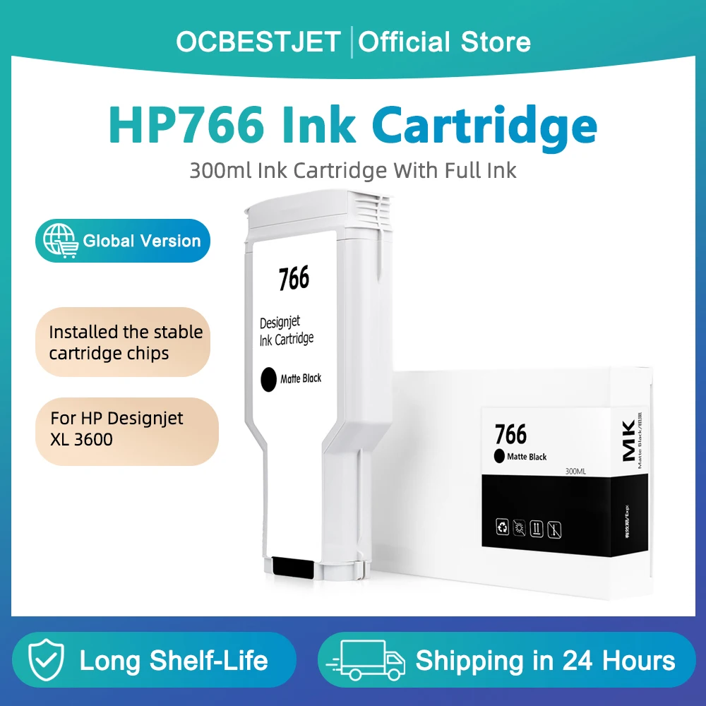 

Для HP 766 картридж 300 мл с полным чернилом HP766 для принтера HP Designjet XL 3600 P2V92A P2V94A P2V89A P2V90A P2V91A P2V93A
