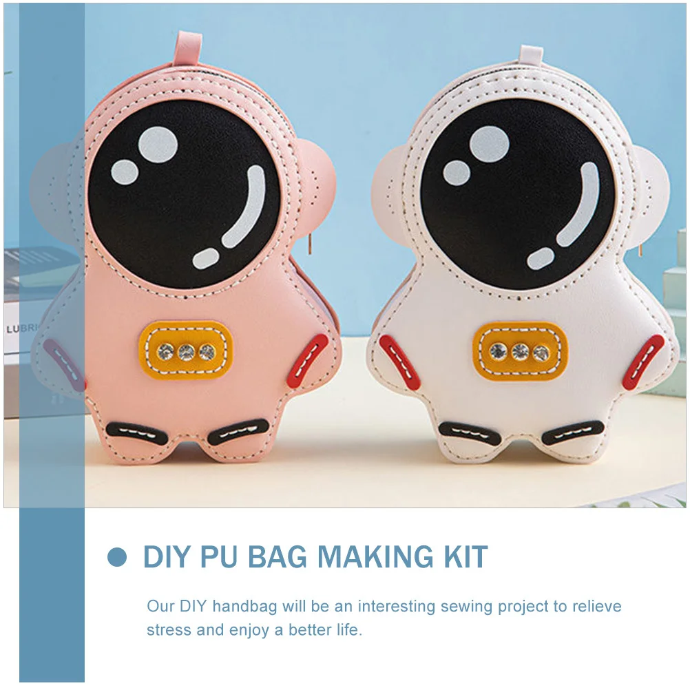 

1Set PU Spaceman Bag Kit DIY Coin Purse Making Material for Female Gift DIY Bag Knitting Kit PU Purse Material