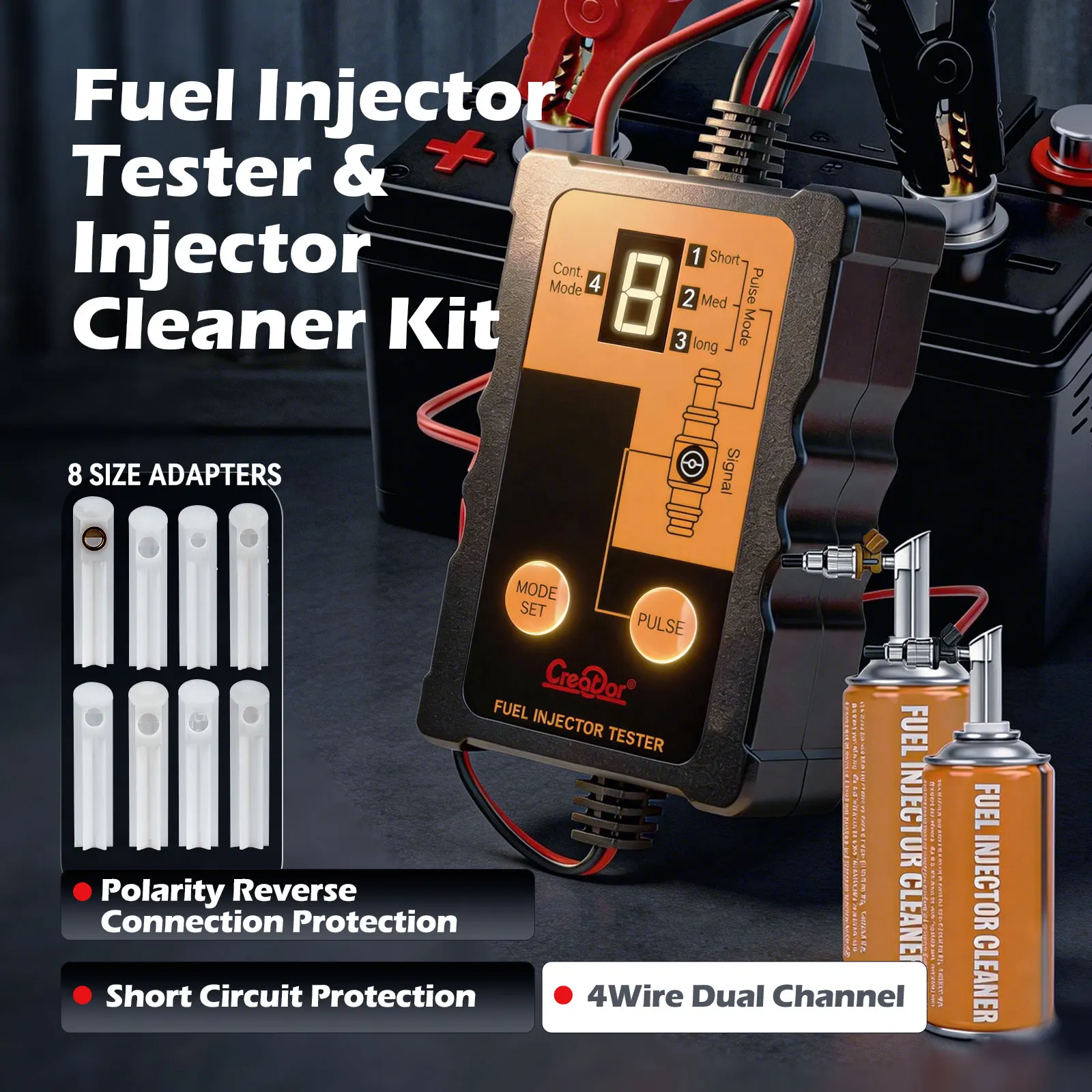 Creator C150 Fuel Injector Testor System Scan Tool Automotive Cleaning Tool Kit Injector Flush Cleaner Portable 4 Pluse Mode