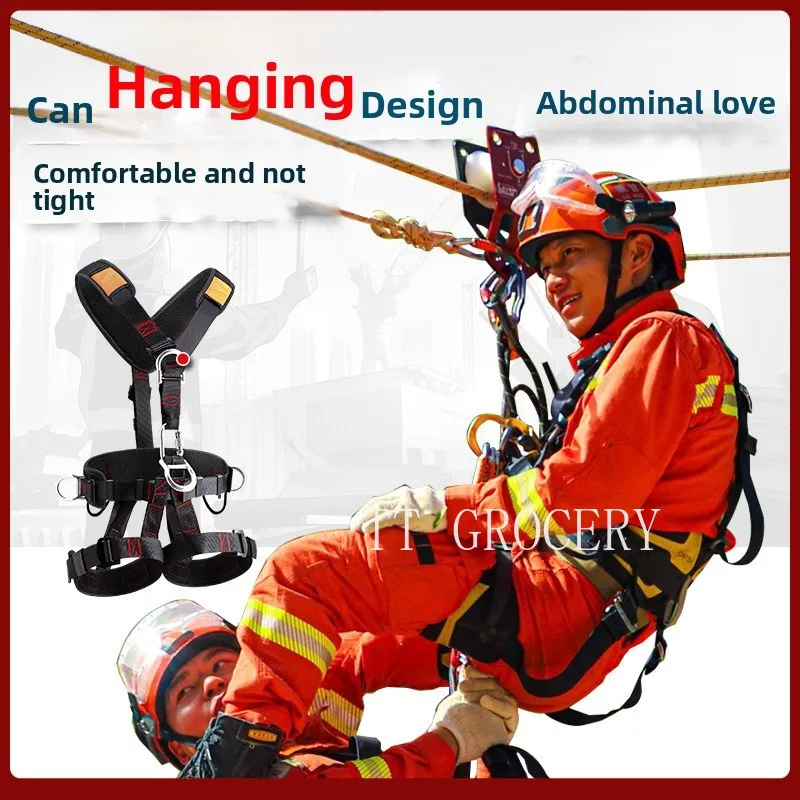 

High Altitude Work Safety Harness Full Body Five-point Safety Belt Rope Outdoor Climbing Training Construction Protect Equipment