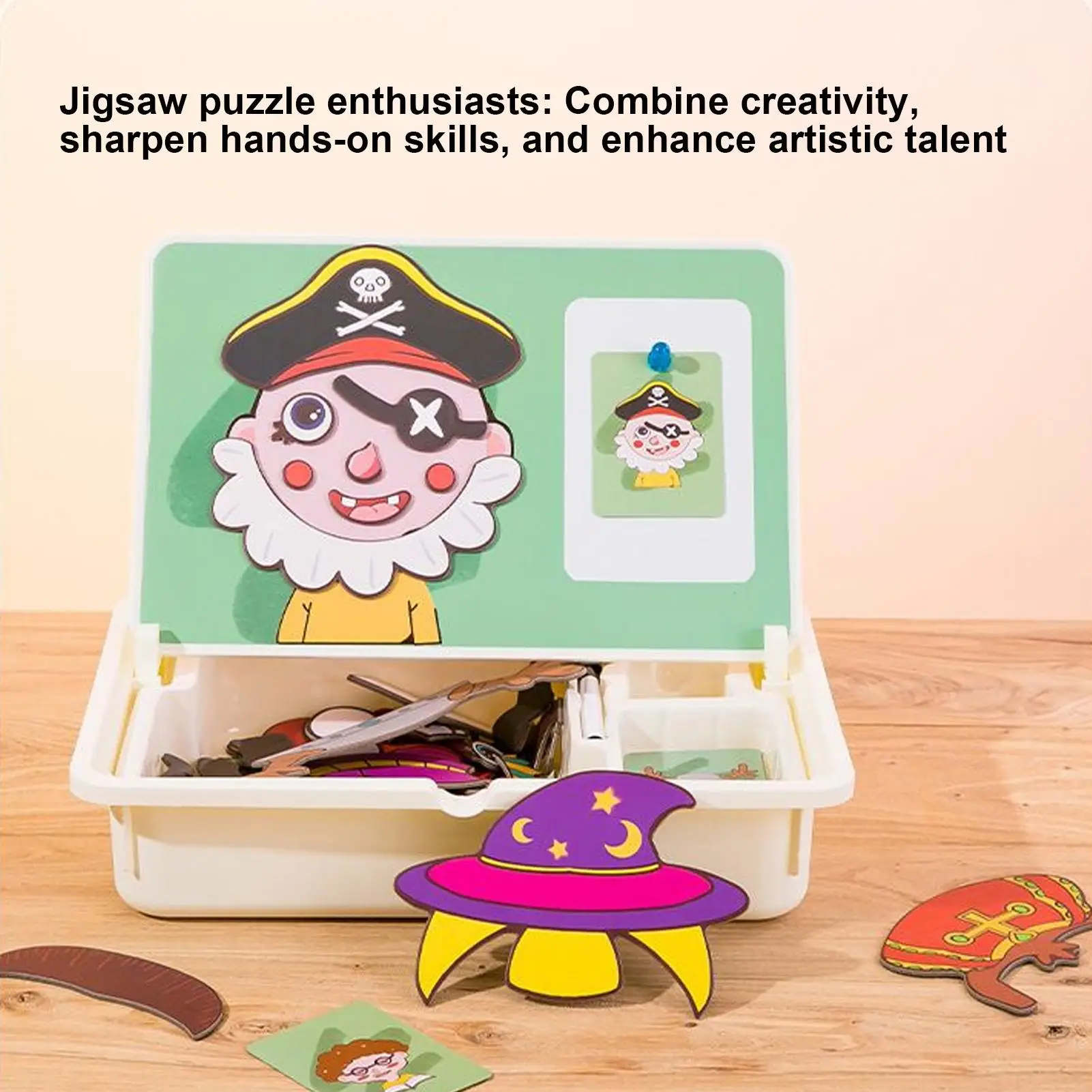 Boîte de Puzzle magnétique pour tout-petits, Puzzle d'images assorties, jeux de voyage avec étui de transport pour enfants d'âge préscolaire de 3 ans