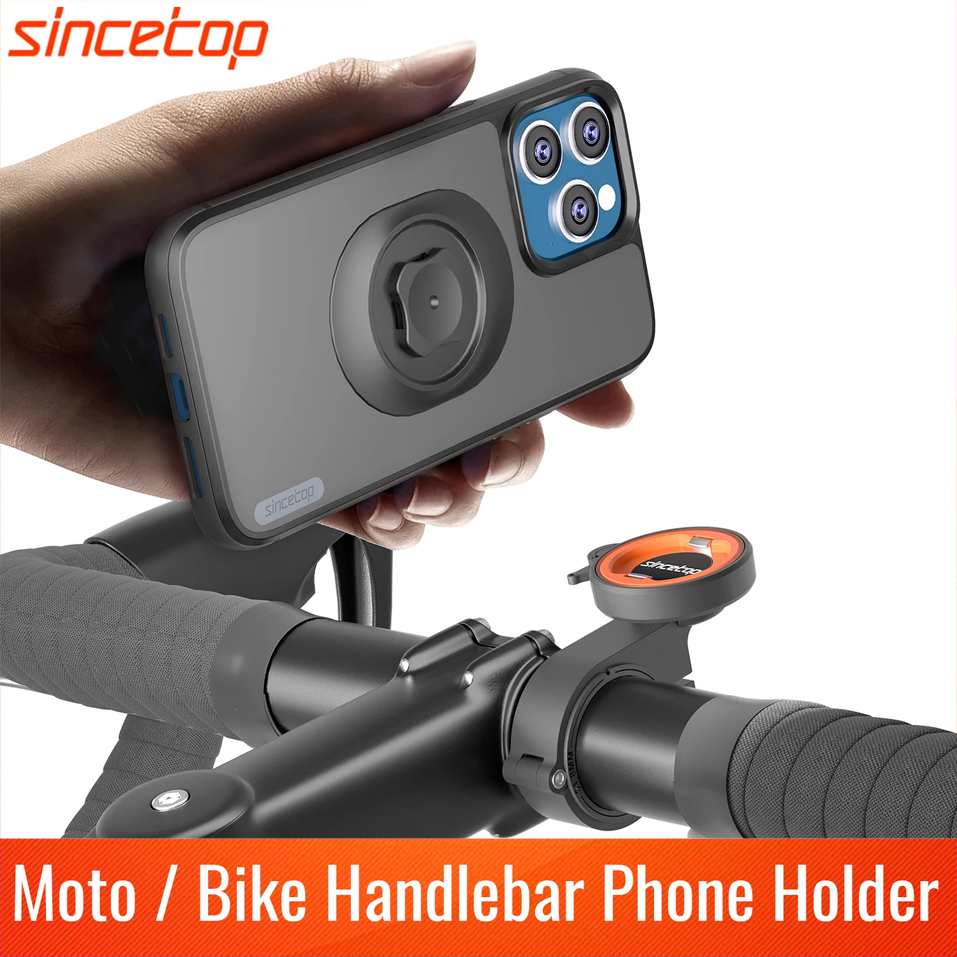 Bike Motorcycle Phone Holder for iPhone 16 15 14 13 12 11 ProMax, Mountain Bike/Moto Handlebar Phone Mount  With Shockproof Case