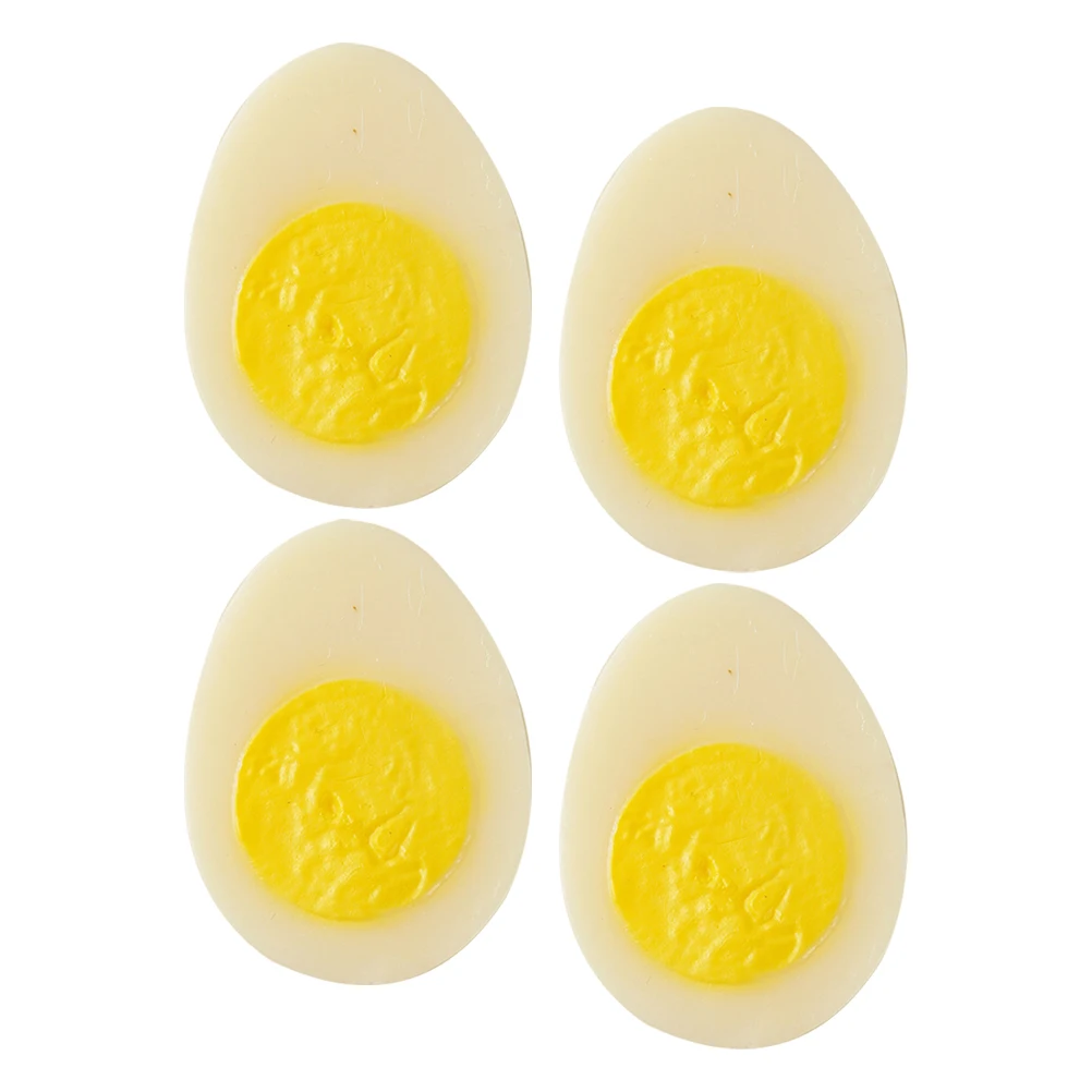 4 Pcs Egg Simulated Boiled Eggs Artificial Lifelike Food Models Kitchen Props Yellow Faux