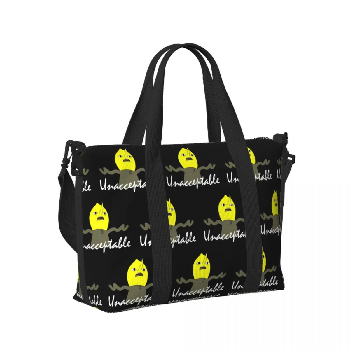 

Lemongrab Unacceptable Adventure Time Beach Travel Bag Large Capacity Tote Bags for Gym Yoga Women Shopping Duffle Shoulder Bag