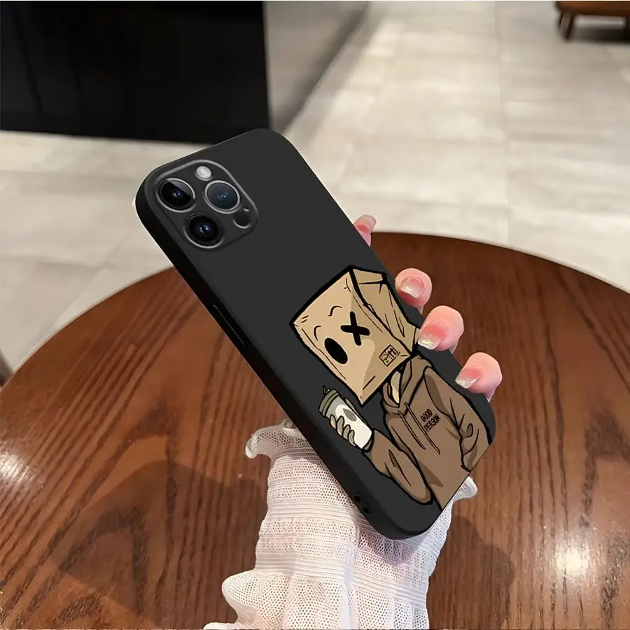 ايمو الكرتون ورقة رجل نمط الحال بالنسبة آيفون SE 14 12 13 Mini 7 8 15 Plus 17Air X XS XR 11 17 16 Pro Max لينة عودة غطاء الهاتف