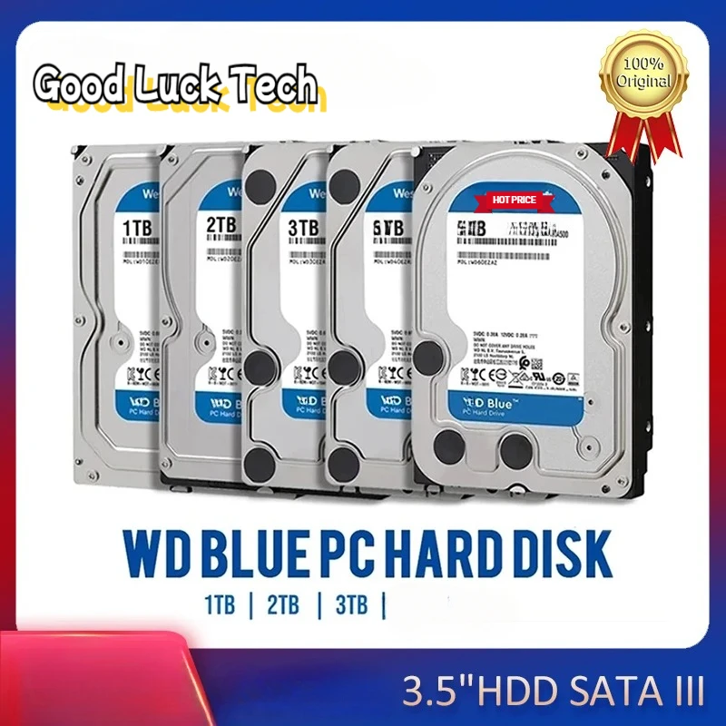 

Жесткий диск western-n Digital W--D BLUE, 1 ТБ/3 ТБ, 3,5 дюйма, SATA III, 5400 об/мин, HD Жесткий диск для мониторинга настольного компьютера