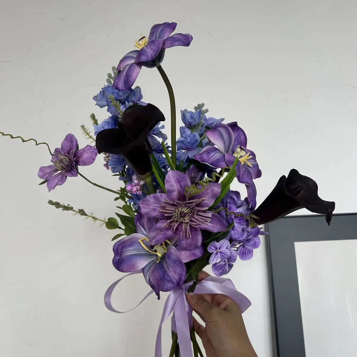 Bouquet bridal flower fake flower purple wedding photo Korean shooting props certificate flower decoration