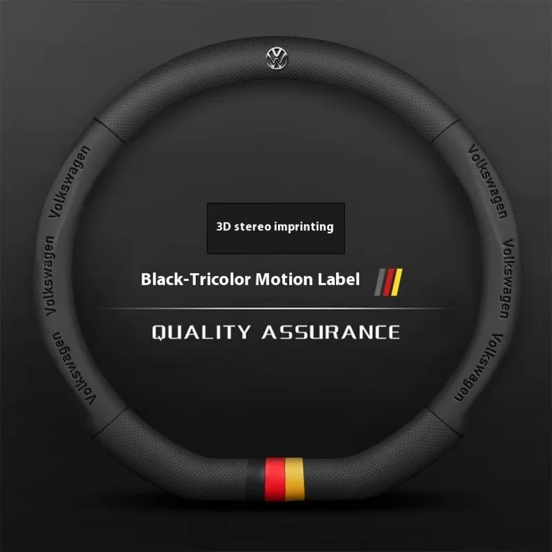 

Car AntiSlip Leather Steering Wheel Cover For Volkswagen Magotan Passat Golf GTI Tiguan Touareg Polo Arteon Beetle T-ROC T-Cross