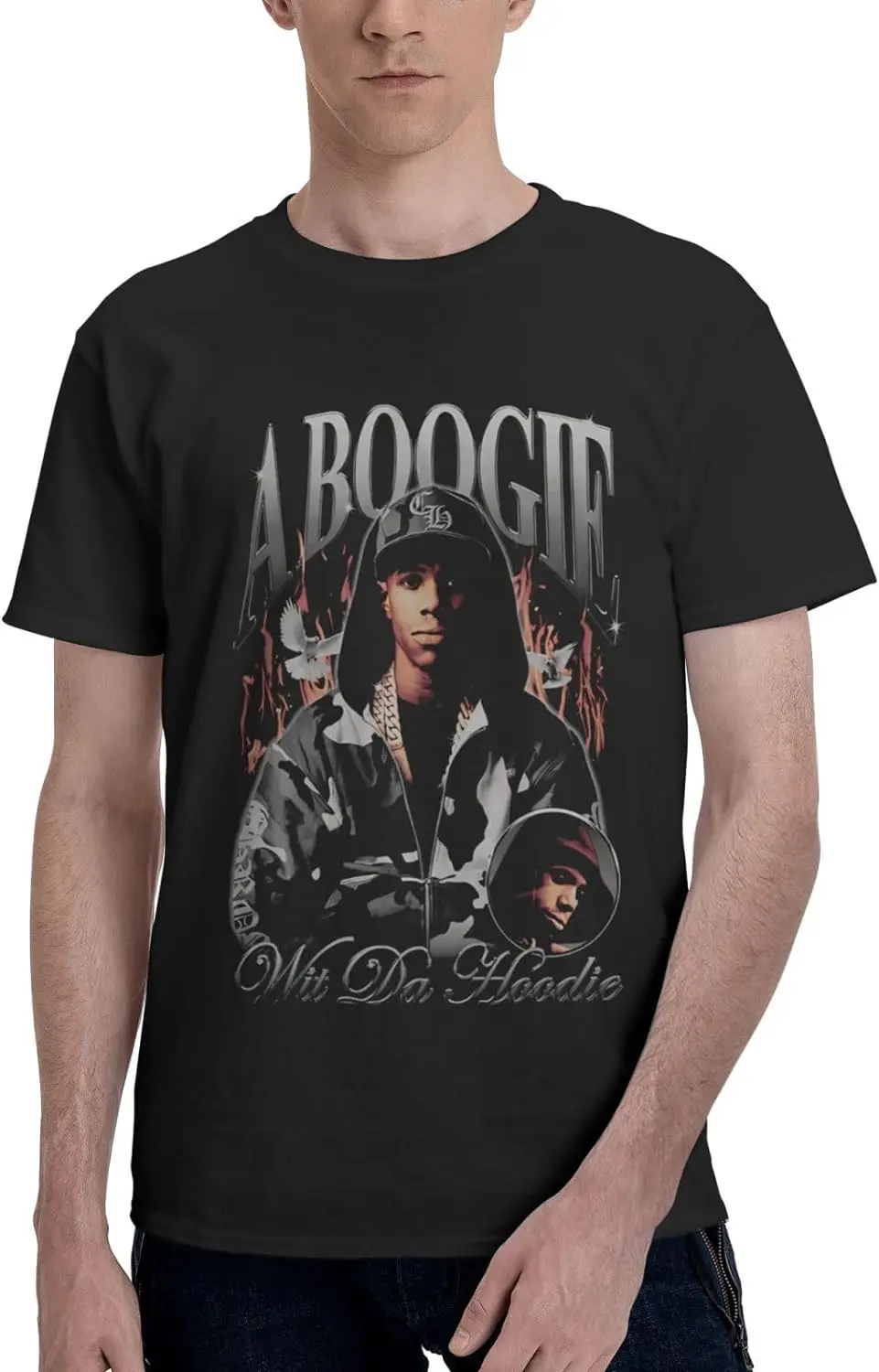 A  Rappe Boogie Mens Womens Hip Hop Rap Trap Rapper Streetwear Vintage Style T-Shirt Black