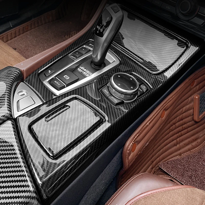 Immagine 5: Per BMW Serie 5 F10 F11 520i, Copertura in Fibra di Carbonio per Bracciolo Centrale, Scatola Portaoggetti, Pannello Decorativo per Posizione del Cambio, Accessori Auto