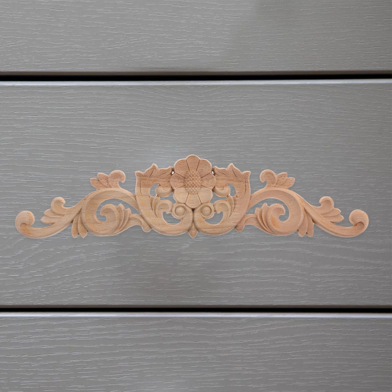 

2pcs Wooden Applique Carved Floral Onlays For Home Furniture Wall Cabinet Decoration Wood Decals Flower Pattern Carved Applique