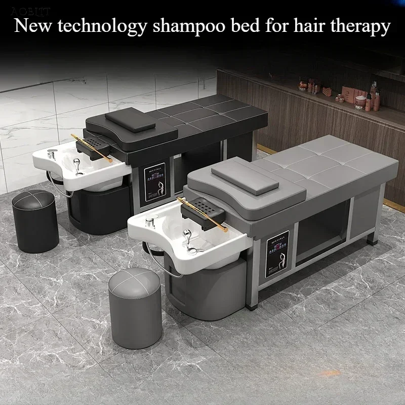 Hochwertiges Shampoo-Bett mit Keramikbecken – Kopftherapie. Speziell für Friseursalon und Schönheitssalon, Friseursalon.