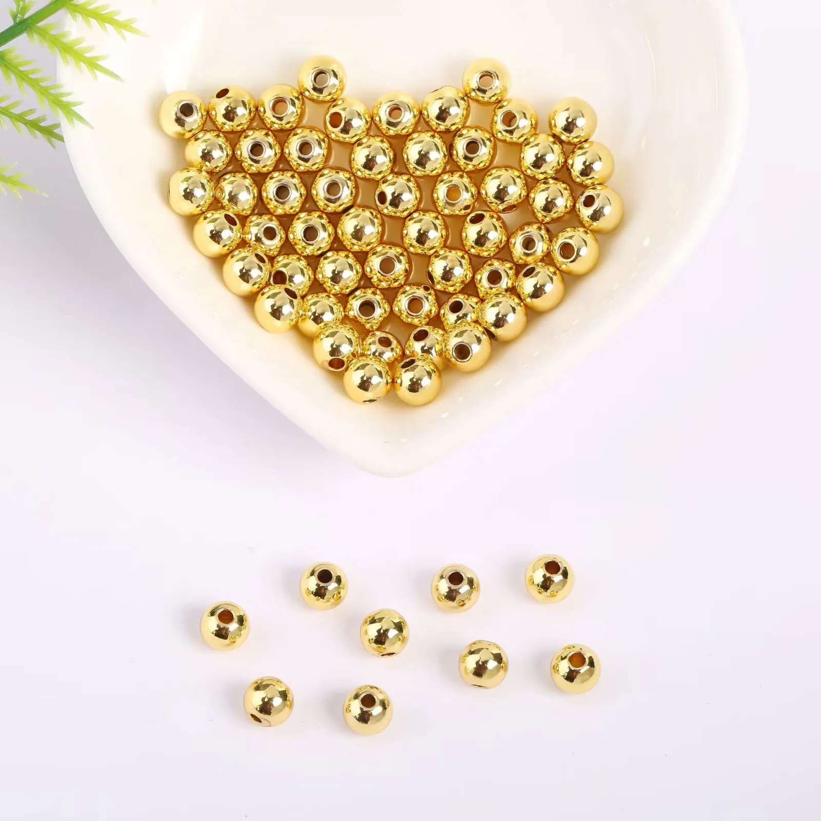 Craft DIY Metallic Acryl Facettierte Runde Perlen 3mm-12mm Glatte Kugelperlen