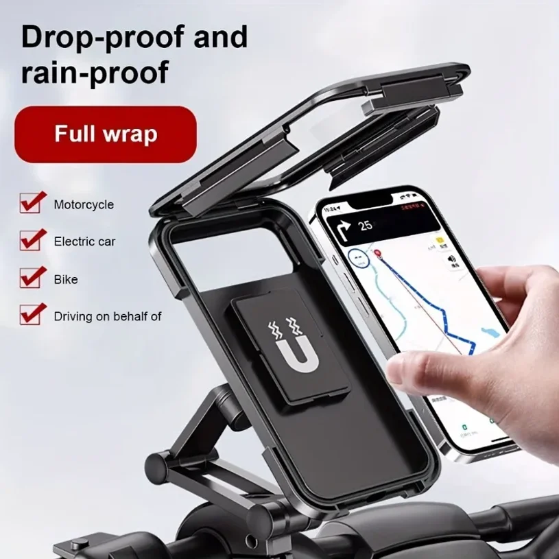 

Waterproof Motorcycle Bike Mobile Phone Holder Universal Bicycle GPS 360°Swivel Phone Mount