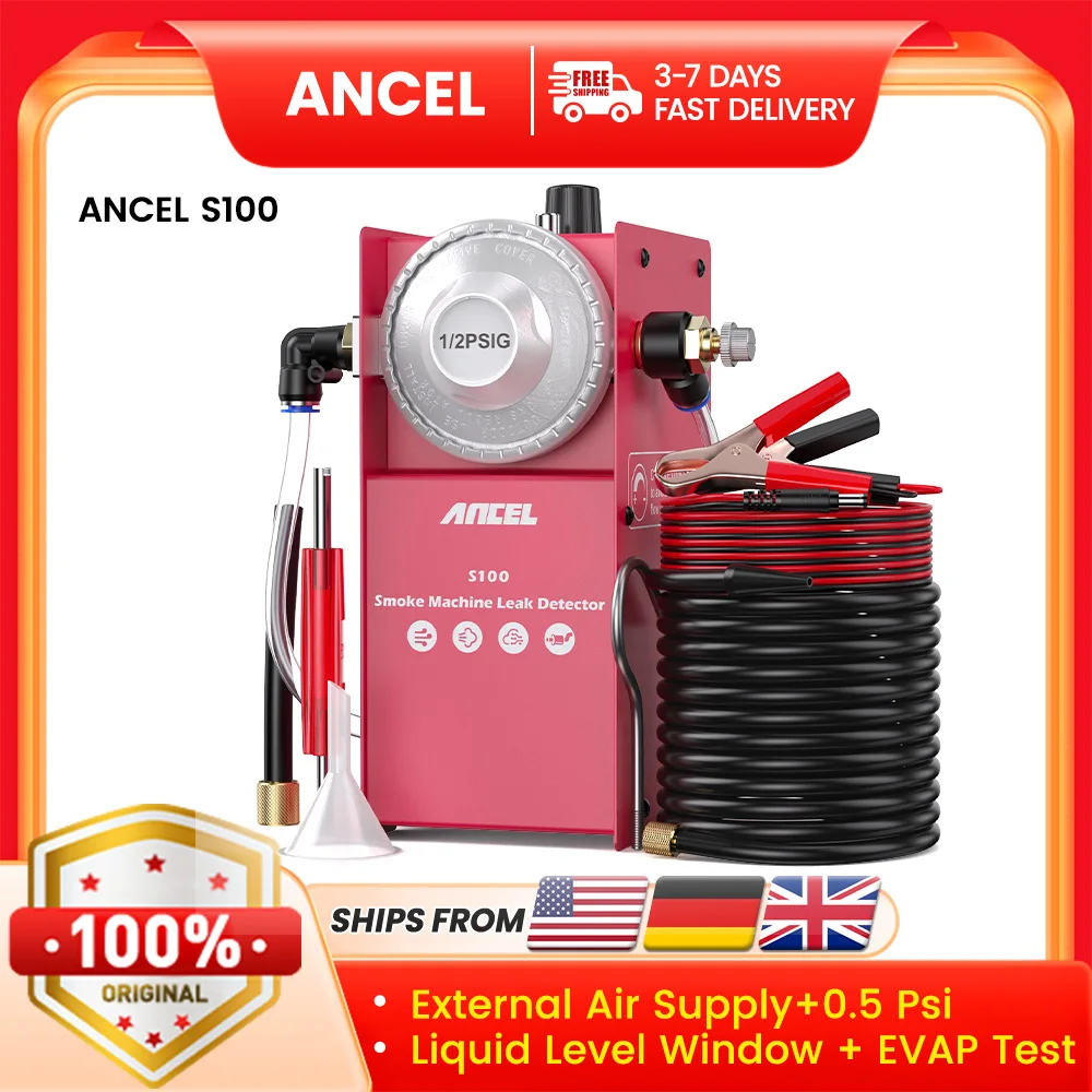 

ANCEL S100 Car Smoke Leak Detector Oil Pipe Leaks Analyzer Tester Auto Gas Leakage Locator EVAP Vacuum Leakage Diagnostic Tools