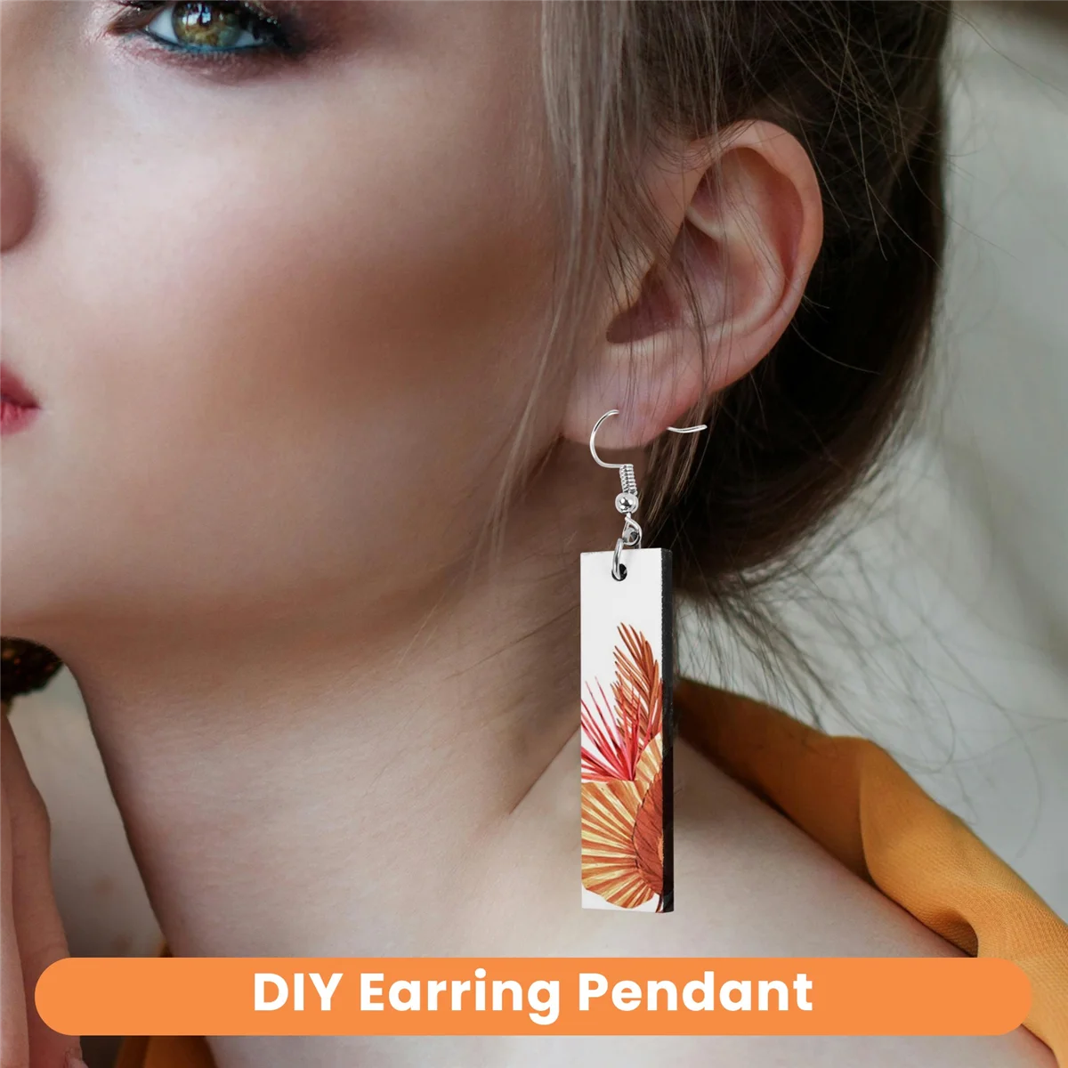 B51C 50Pcs Sublimation Blank Earrings Rectangular, Heat Transfer Earring Pendant with Earring Bags, DIY Making Sublimation