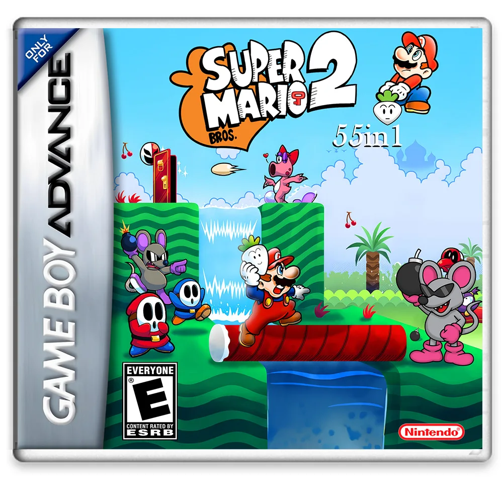 55in1 Super Mario 2 GBA Cartridge Mario Bros Plumber Classical 2D Action-adventure Game Collection Original Card Kid Toy Gifts