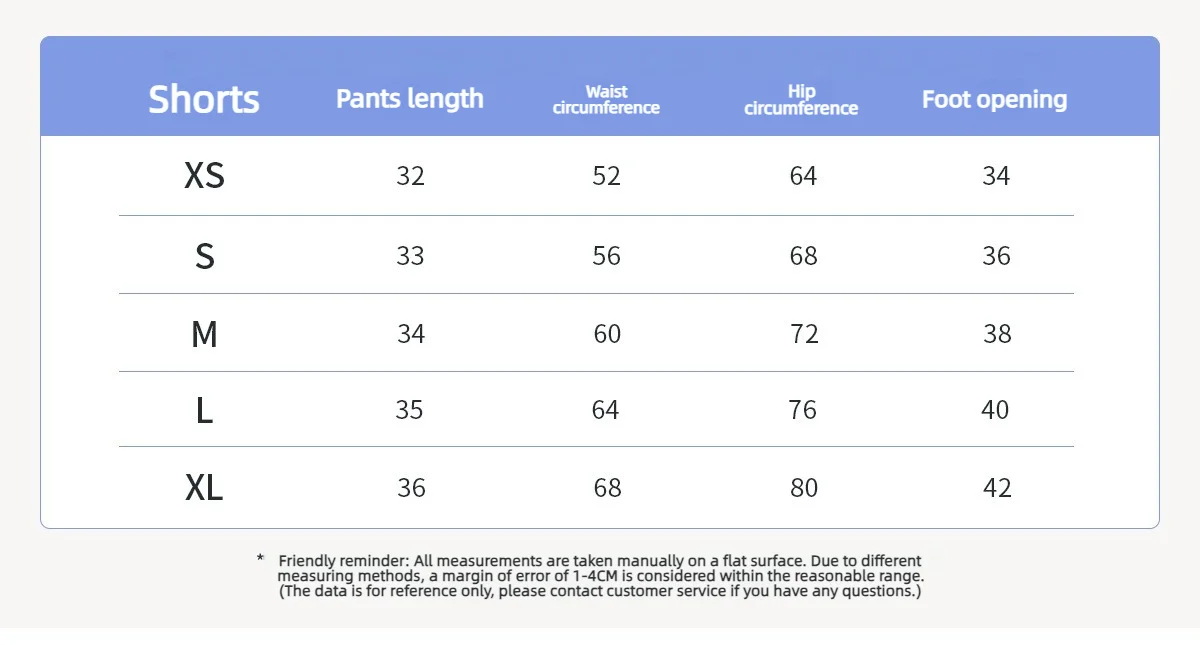 Size chart and fit details