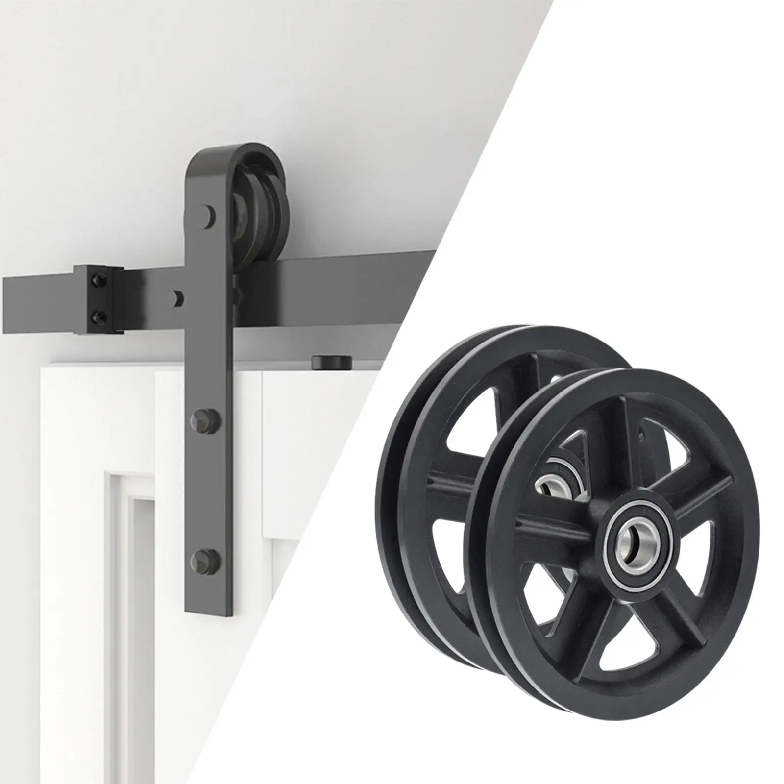 

2 Pieces Barn Door Roller Pulley Bearing Pulley Accessories Nylon Durability Sturdy Easy to Use, Professional, Wear Resistant