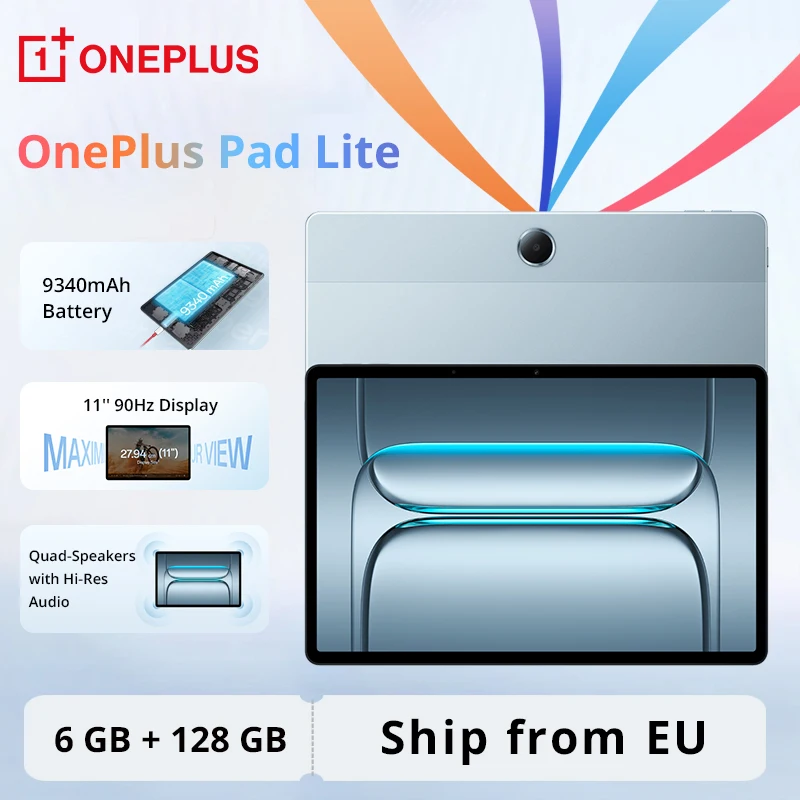 Tablet OnePlus Pad Lite de 11 pulgadas, 90Hz, cuatro altavoces, Batería 9 340 mAh, Bluetooth, OxygenOS 15, 5 Mpx