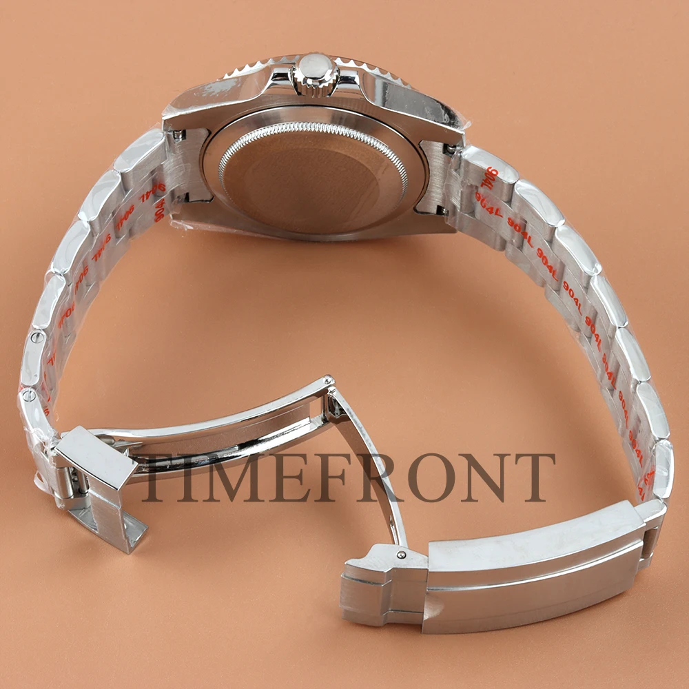 NH35 40mm Sliver Watch Case Oyster Bracelet For SUB GMT YACHT-MASTER NH34 NH35 NH36 NH38 Movement 28.5mm Dial Sapphire Glass