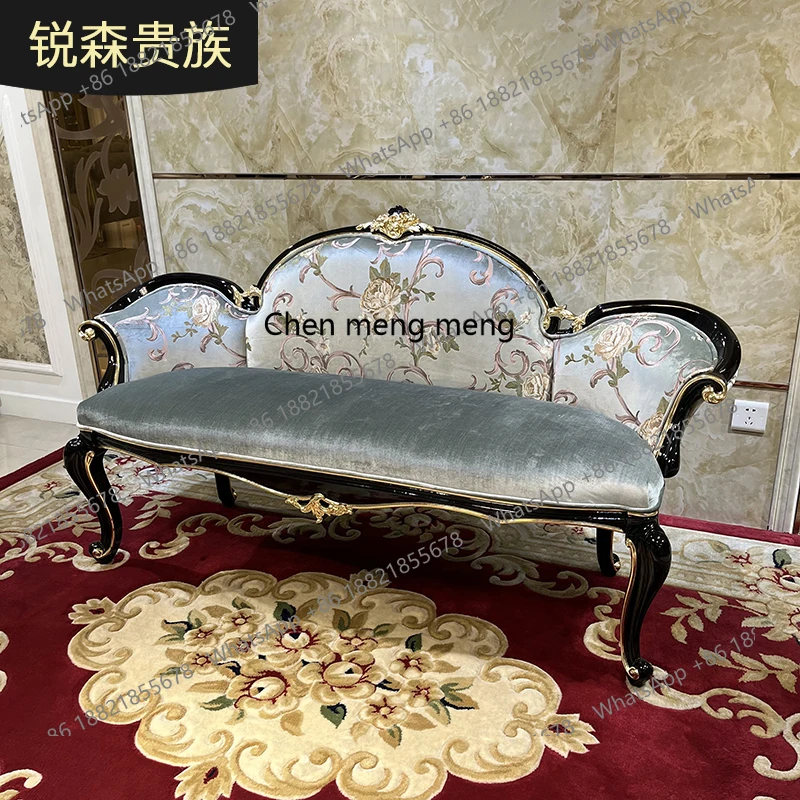 French solid wood bed stoolEuropean bed, living room sofa, shoe changing stool, luxury bedside bench