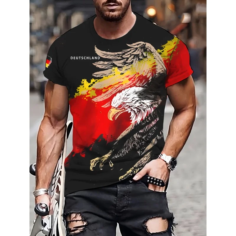 3D Printed Football Uniform Germany T-Shirt For Men German Flag Pattern Tees Summer O-Neck Tops Unisex T Shirts Short Sleeves