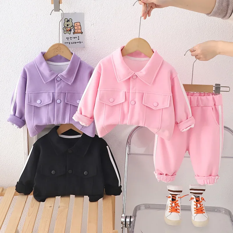 

New Spring Autumn Baby Girls Clothes Children Long Sleeved Jacket Pants 2Pcs/Sets Kids Clothing Infant Costume Toddler Outfits