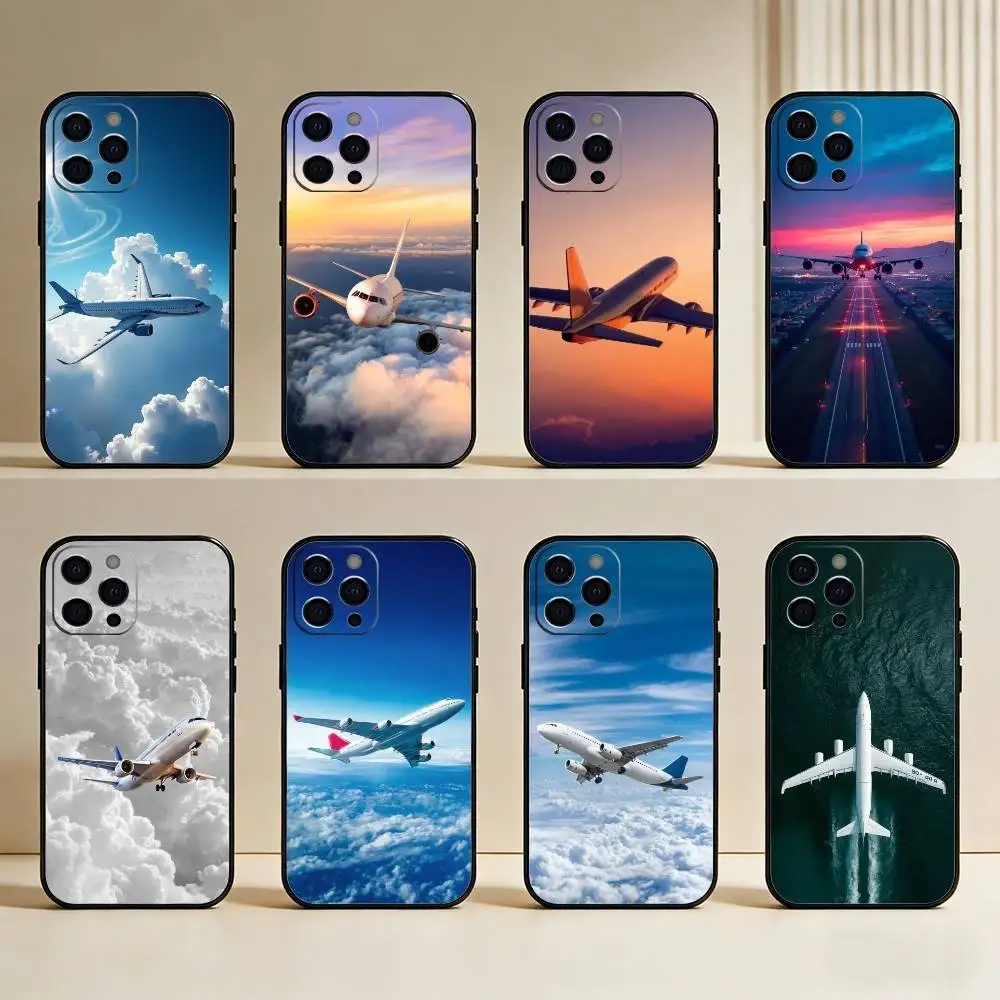 

AirPlan Phone Case For iPhone17,16,15,14,13,12 Plus,Max Soft Silicone Black Cover