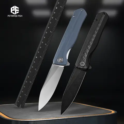 Petrified Fish PF818 edc Folding Knife D2 Blade G10 Handle Pocket Knife Foldable Camping Hunting Outdoor Tactical Fish Hand Tool