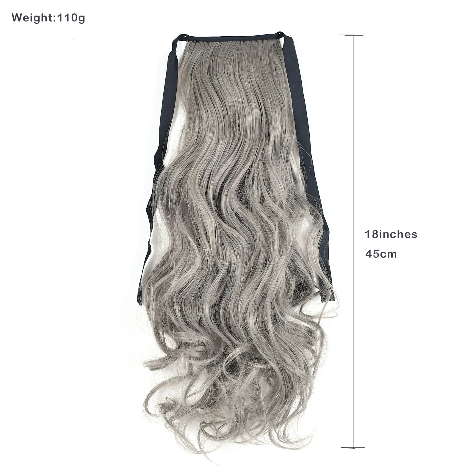 Jeedou Synthetic Gray Color Wavy Hair Ponytails Ribbon Drawstring Ponytail Hair Extensions Hairpiece For Women